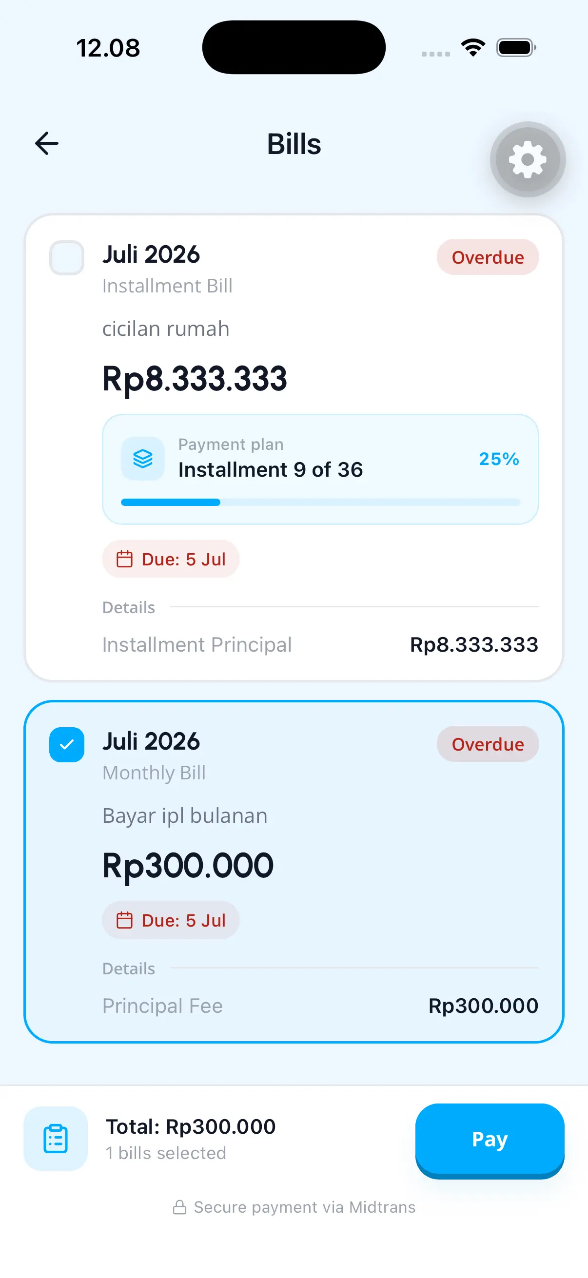 04. Pilih tagihan yang akan dibayar