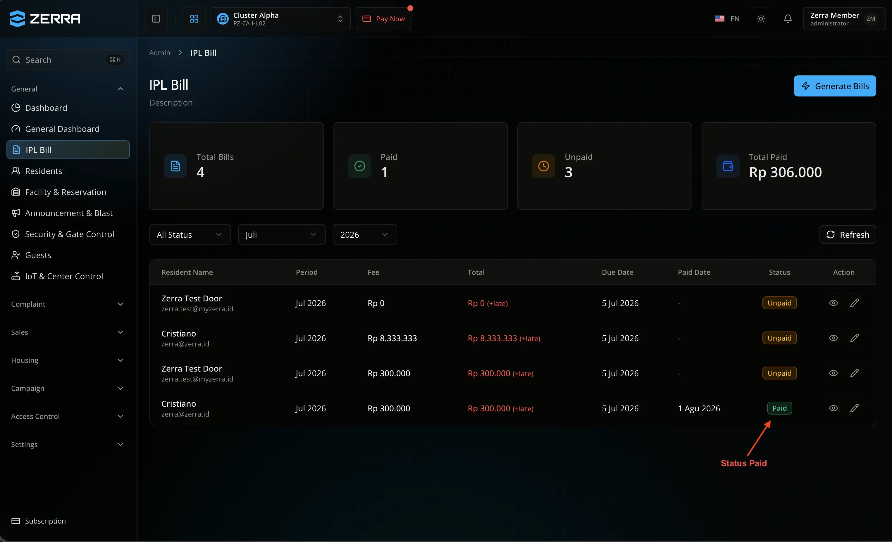 06. Status lunas masuk ke dashboard